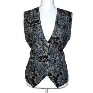 Vintage 90s Theo Beaded Silver Button Closure Vest Top - Size Large